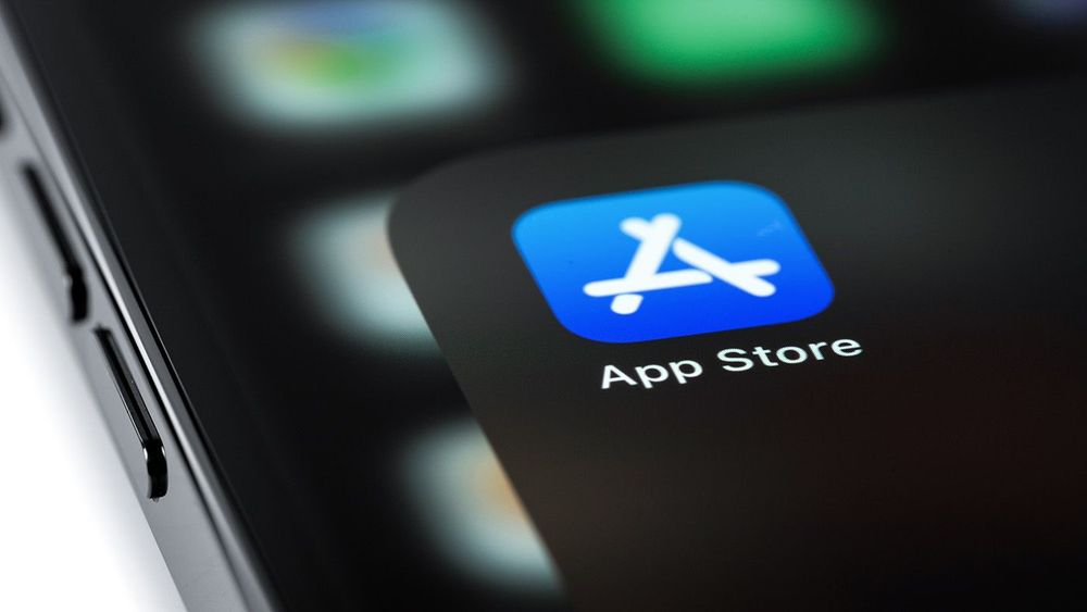 App Store icon app on screen iPhone macro interface. App Store i