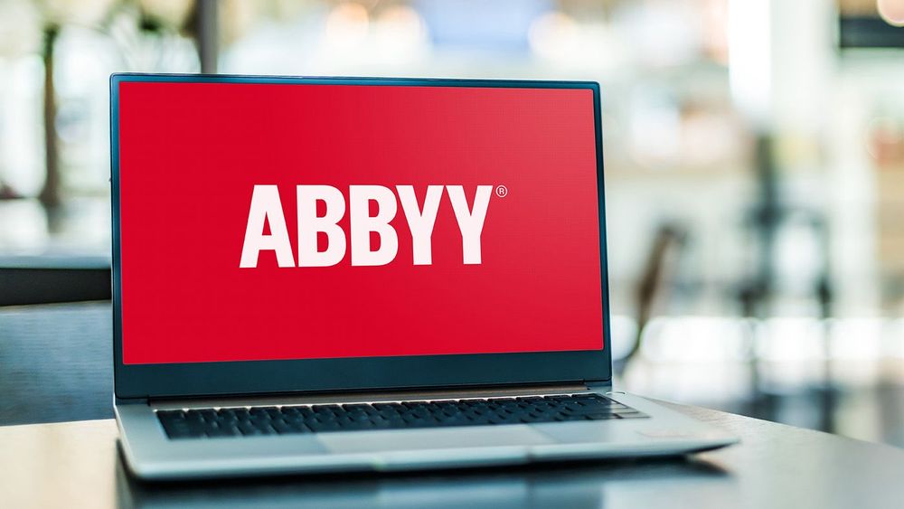 Laptop computer displaying logo of ABBYY