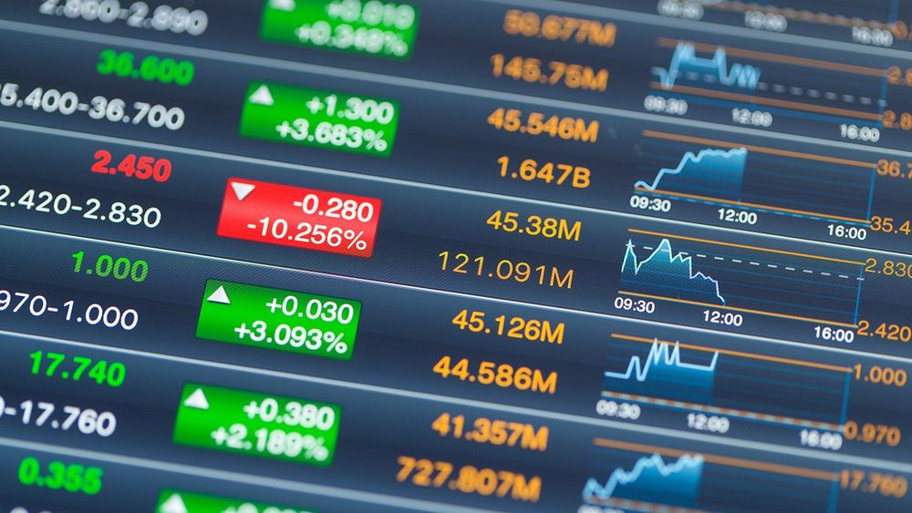 Digital stock market on a tablet screen