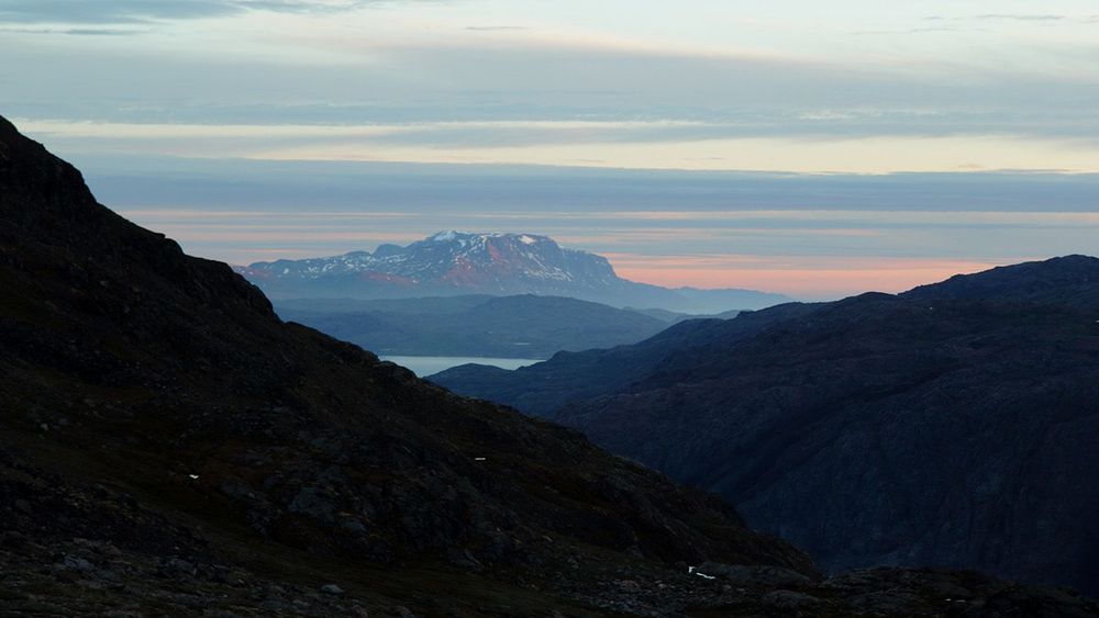 Kvanefjeld (Kuannersuit), Greenland, in the sunset.The mountain