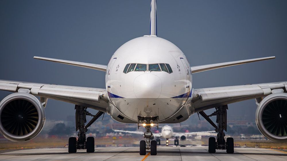 Fukuoka Japan - 2019 February 16: Front view of All Nippon Airwa