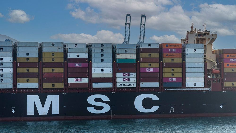 Busan, South Korea - Container ship "MSC ELENOIRE" on her way ou