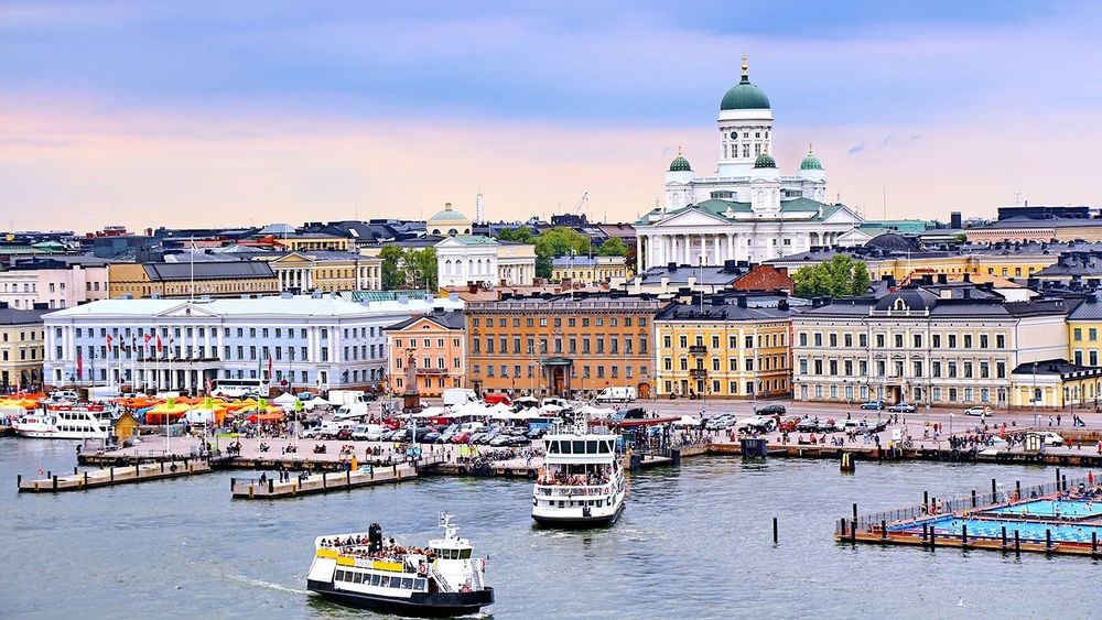 Helsinki cityscape with Helsinki Cathedral and Market Square, Finland