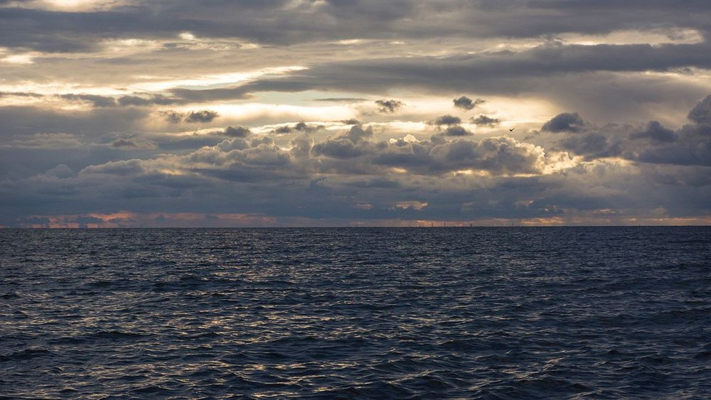 Gulf of Finland at sunset, sky with clouds