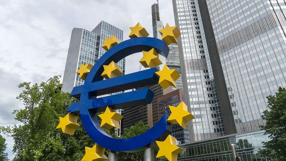 Frankfurt am Main, Germany - June 28, 2020: The Euro-Skulptur (G