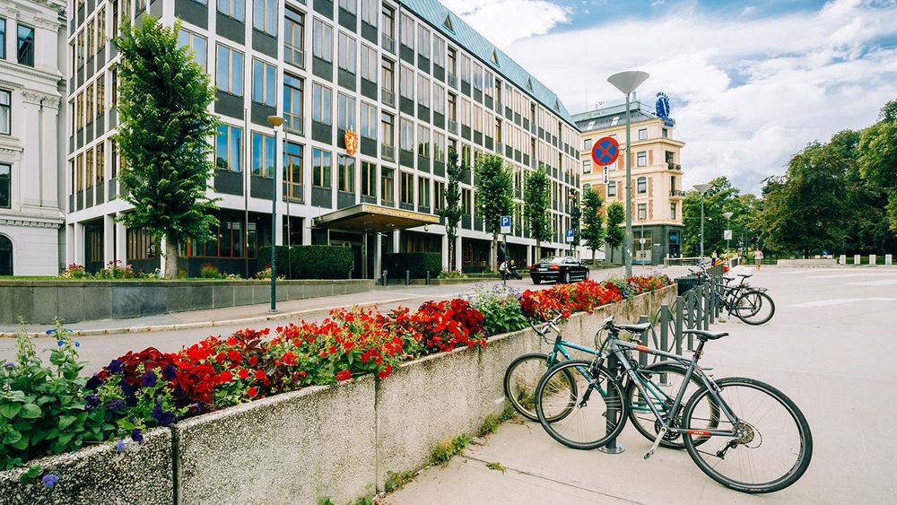 Parked Bicycle On Sidewalk near The Ministry of Foreign Affairs