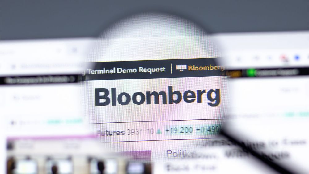 New York, USA - 15 February 2021: Bloomberg website in browser with company logo, Illustrative Editorial.