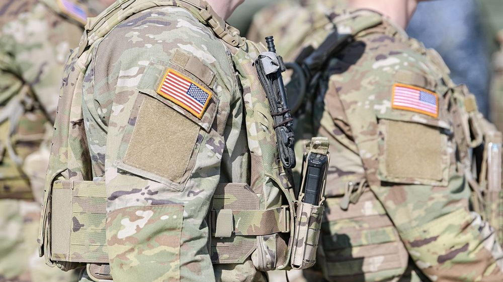 Detail view of the US Army uniform worn by soldiers in a militar