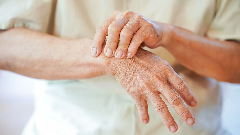 Wrist pain in the elderly or diseases related to rheumatism. Concept of health problems in the elderly.
