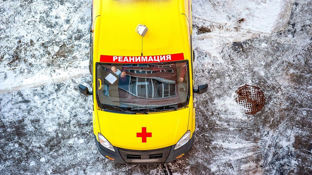 Аn ambulance arrived to rescue a patient, doctor's house call.