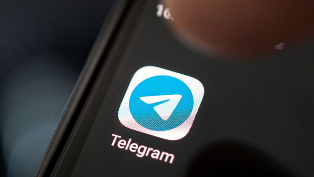 Telegram icon app on screen smartphone closeup. Telegram is an online social media network.