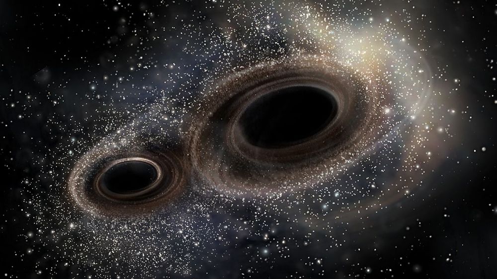 Illustration of the first gravitational wave event observed by LIGO