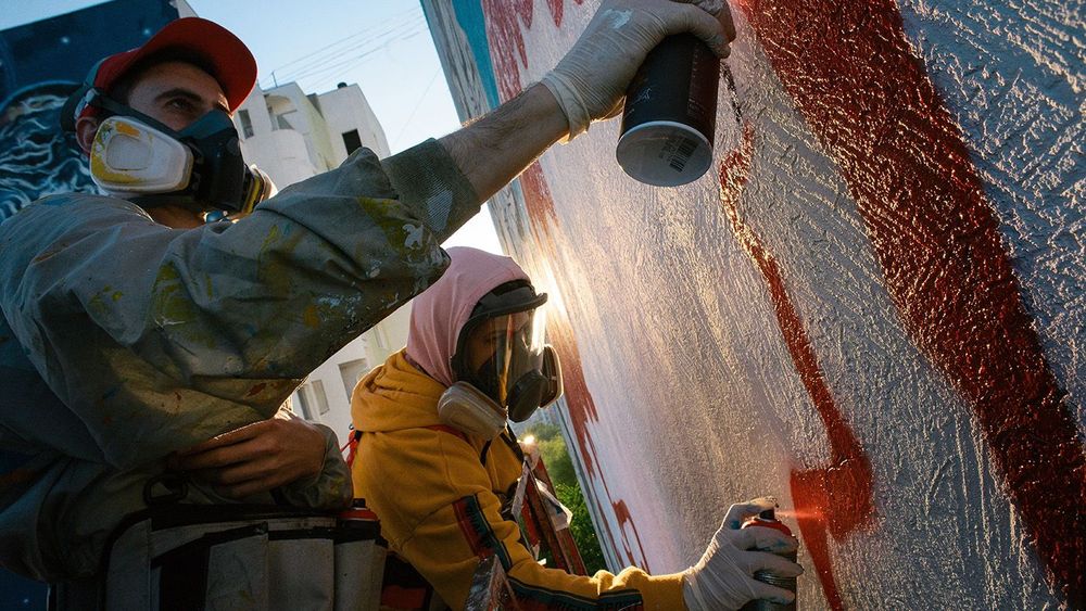 Mural in honour of medical workers fighting COVID-19 pandemic in Samara, Russia