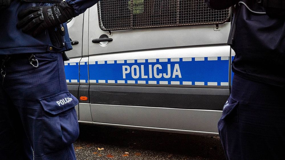 Polish police officers maintain order at a protest