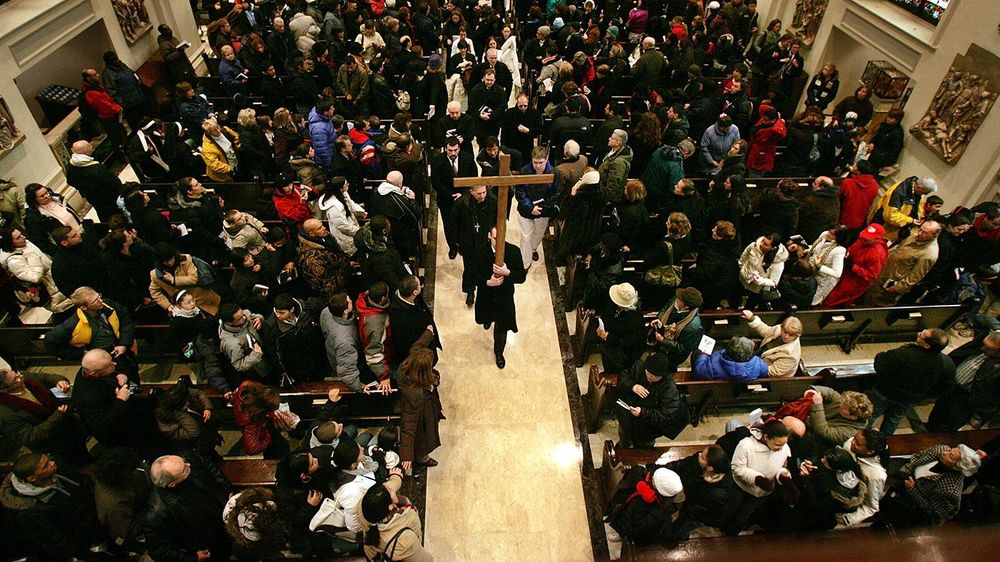 Way Of The Cross Procession Crosses Brooklyn Bridge