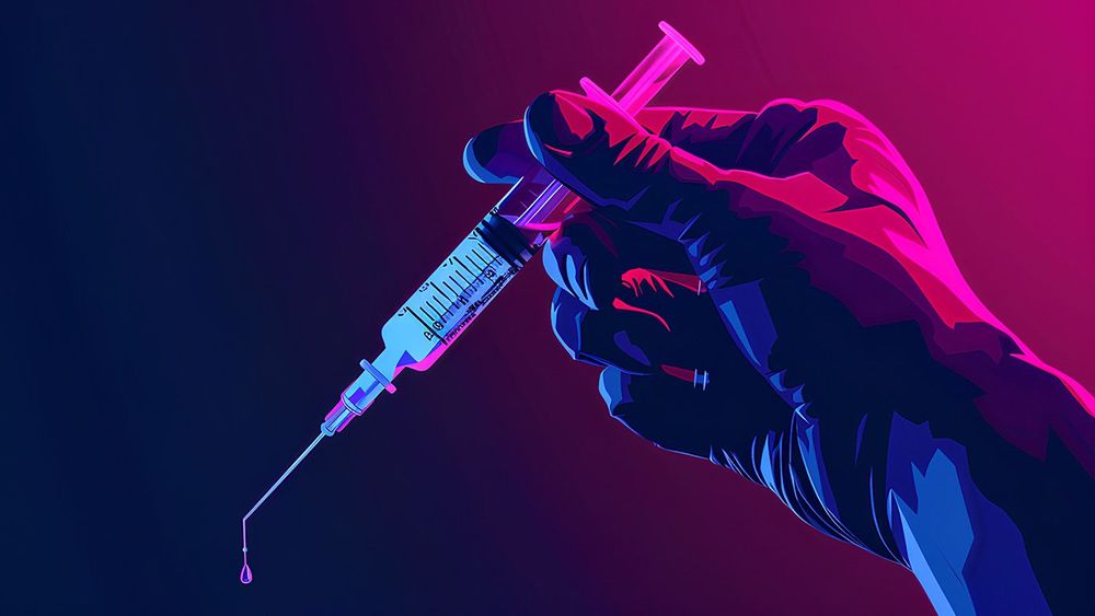 animation of a doctor's hand holding a syringe