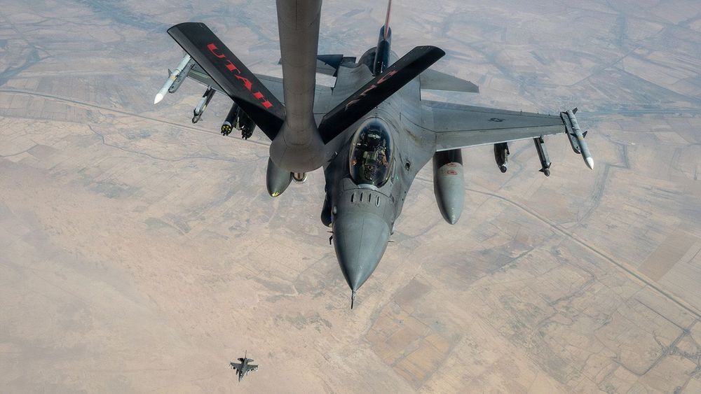 KC-135 refuels F-16s in support USCENTCOM