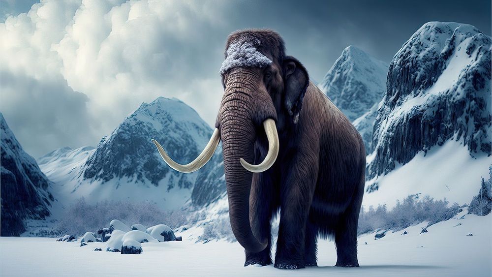 mammouth géant dans un paysage de neige