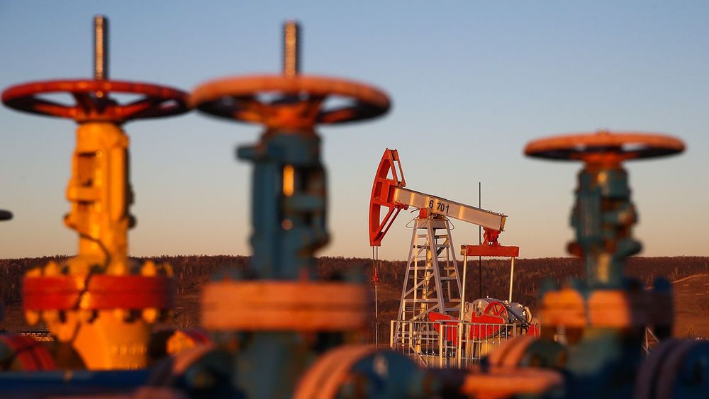 Oil pump jacks in Tatarstan, Russia