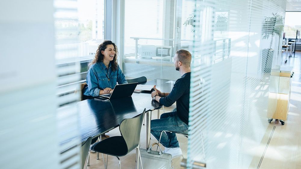 Job interview in office boardroom