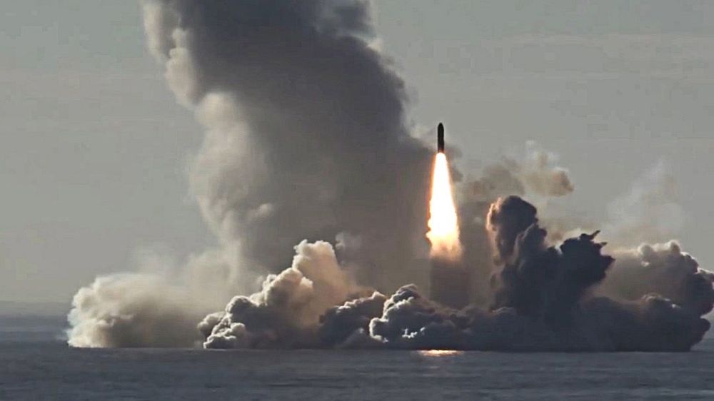 Russian Navy's Yuri Dolgoruky nuclear submarine launches Bulava missiles