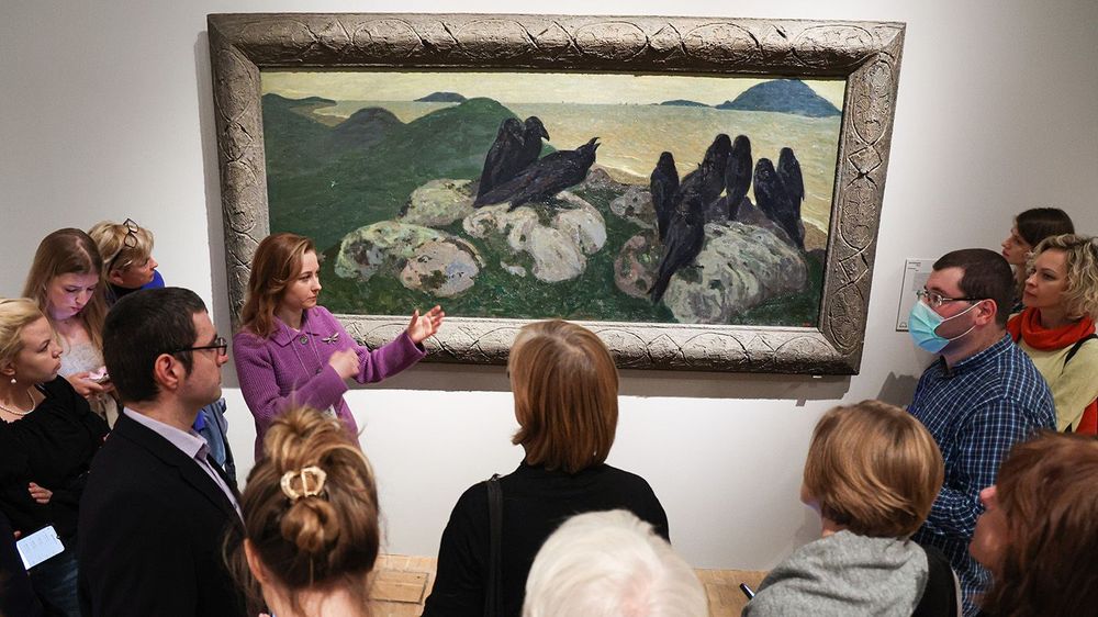 Press preview of Nicholas Roerich exhibition at Moscow's Tretyakov Gallery