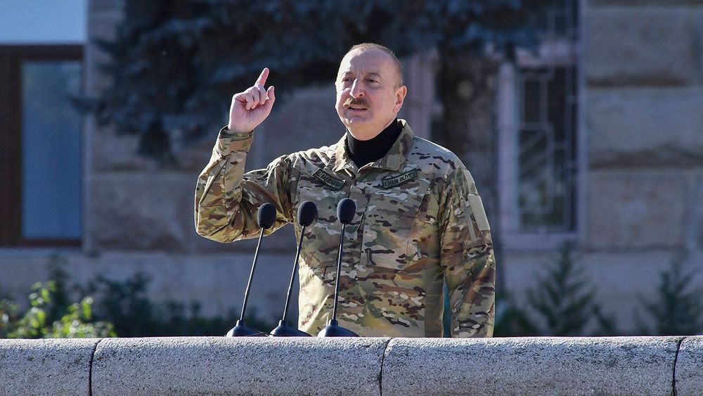 Военный парад, посвященный третьей годовщине Победы во второй Карабахской войне, в Ханкенди