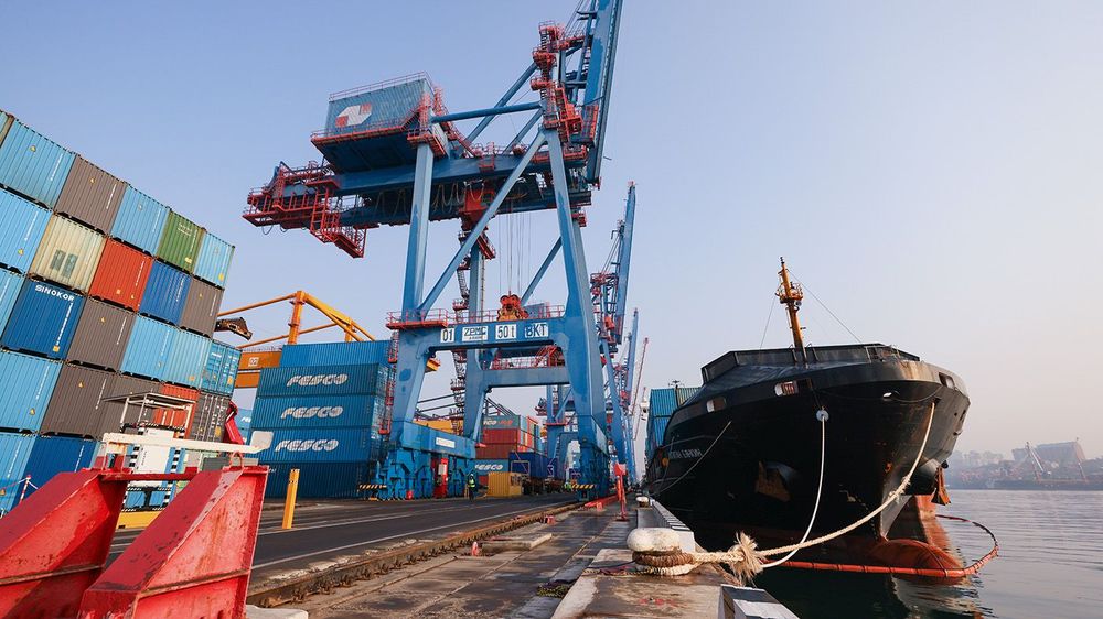 Kapitan Byankin container ship in Vladivostok sea port