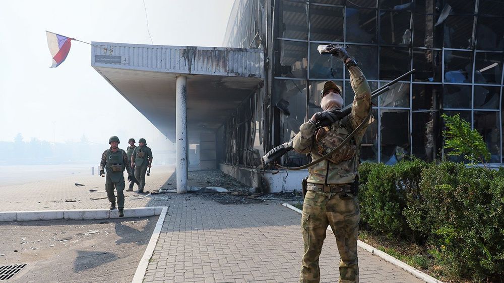 Damage from military strike on Donetsk, Russia