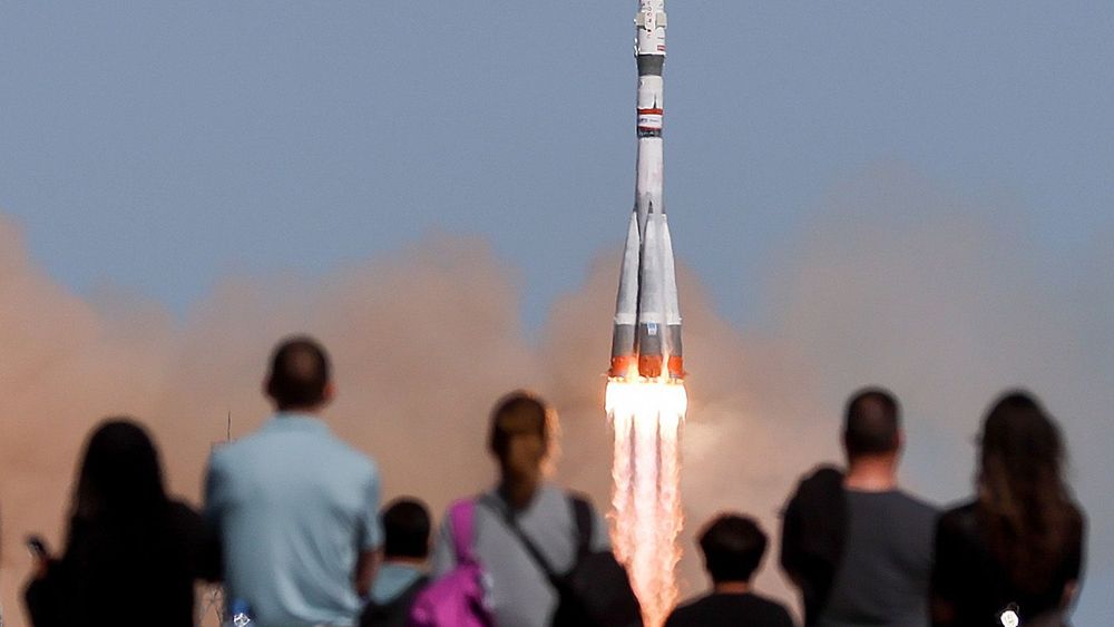 Soyuz 2.1a rocket carrying Soyuz MS-27 launched from Baikonur Cosmodrome