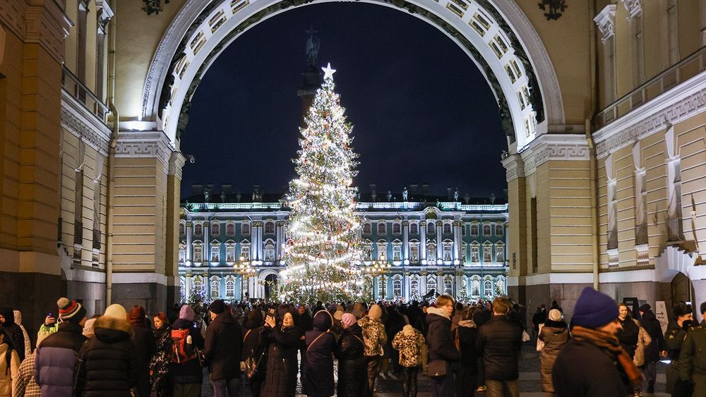 New Year tree lighting ceremony in St Petersburg, Russia