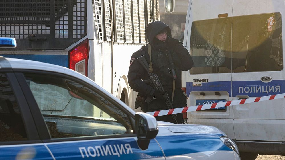 Police block street after bomb explosion in Moscow