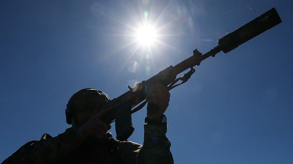 Russian Army Group Dnepr servicemen in combat training in Zaporozhye Region
